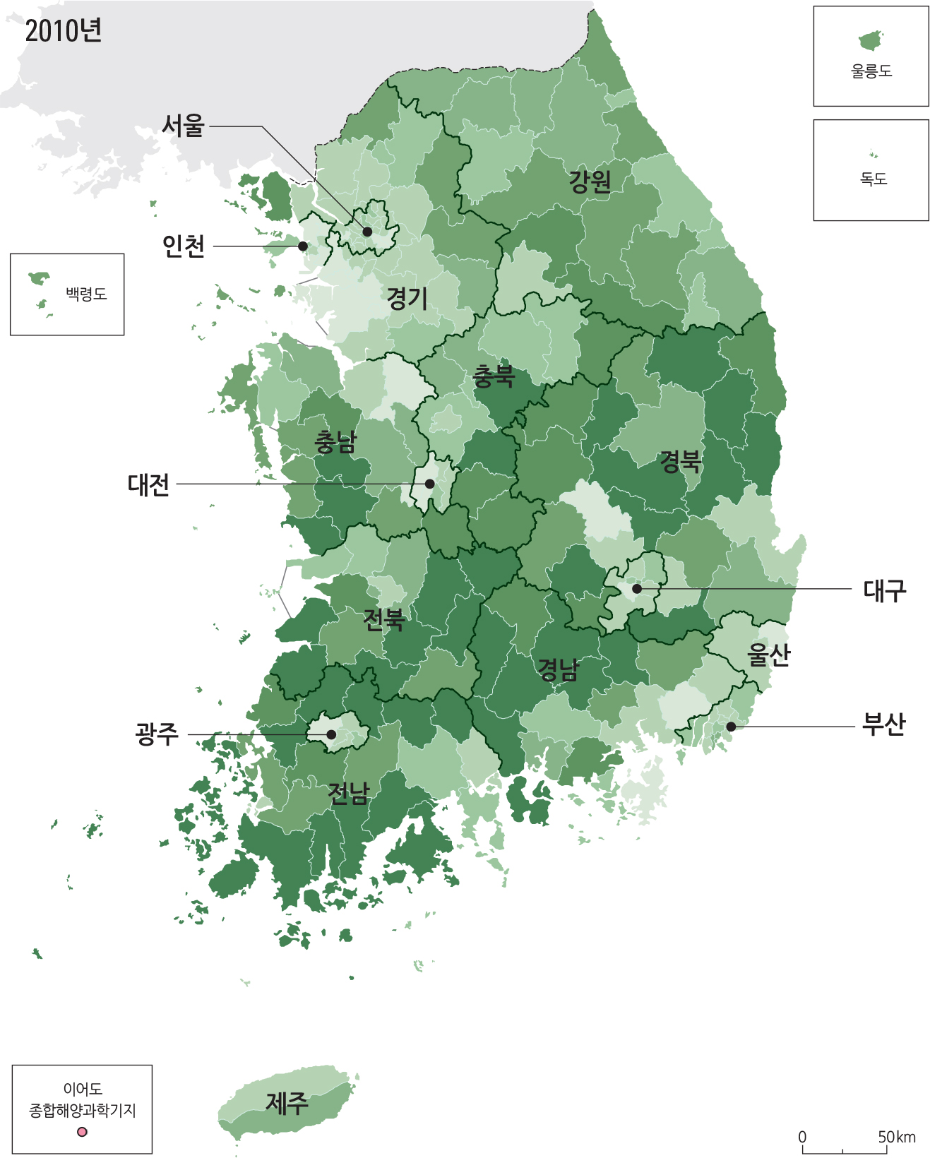 노년층 인구 비율 2010년