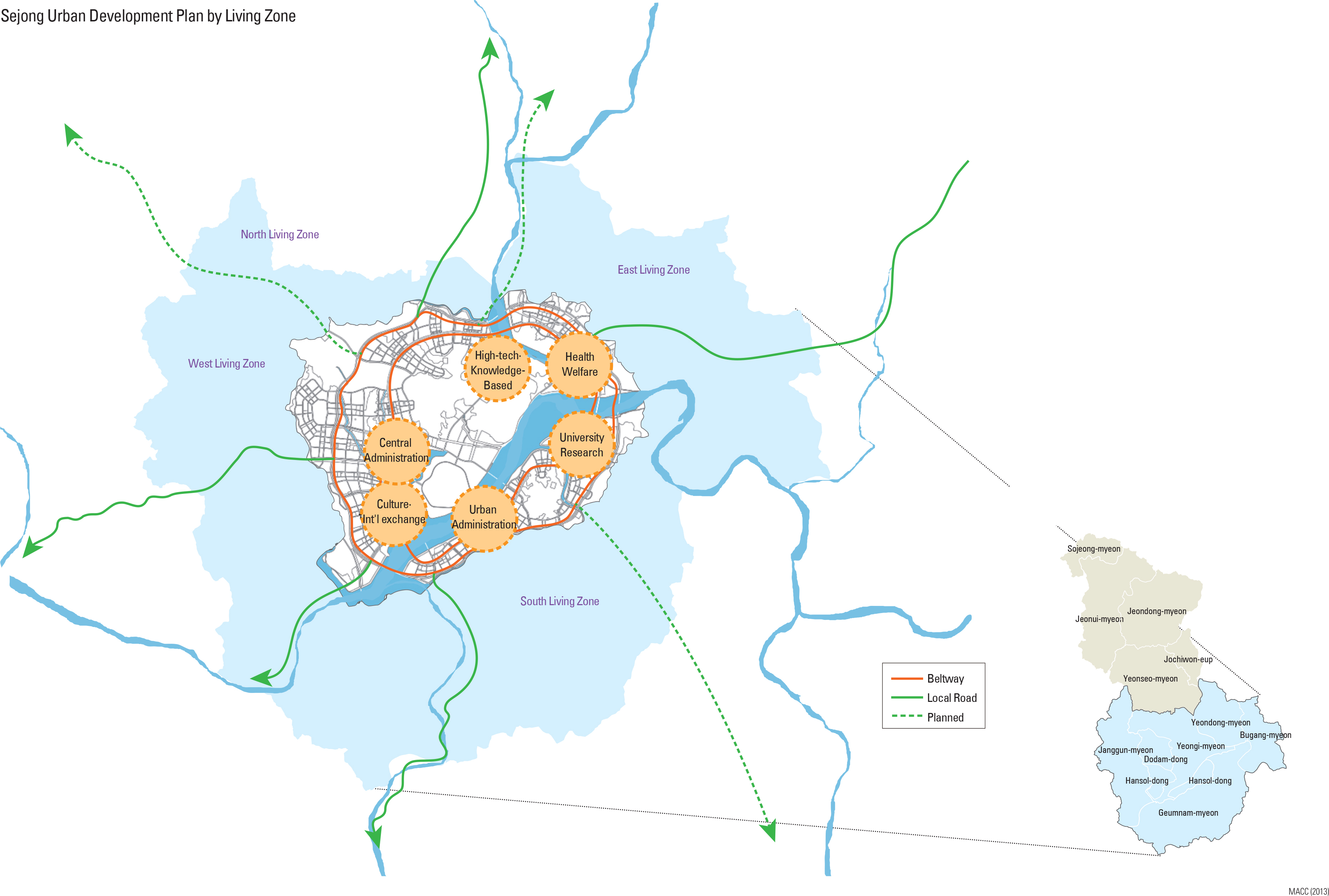 Sejong Urban Development Plan by Living Zone