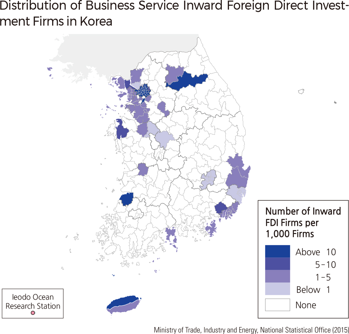 Distribution of Business Service Inward Foreign Direct Invest- ment Firms in Korea