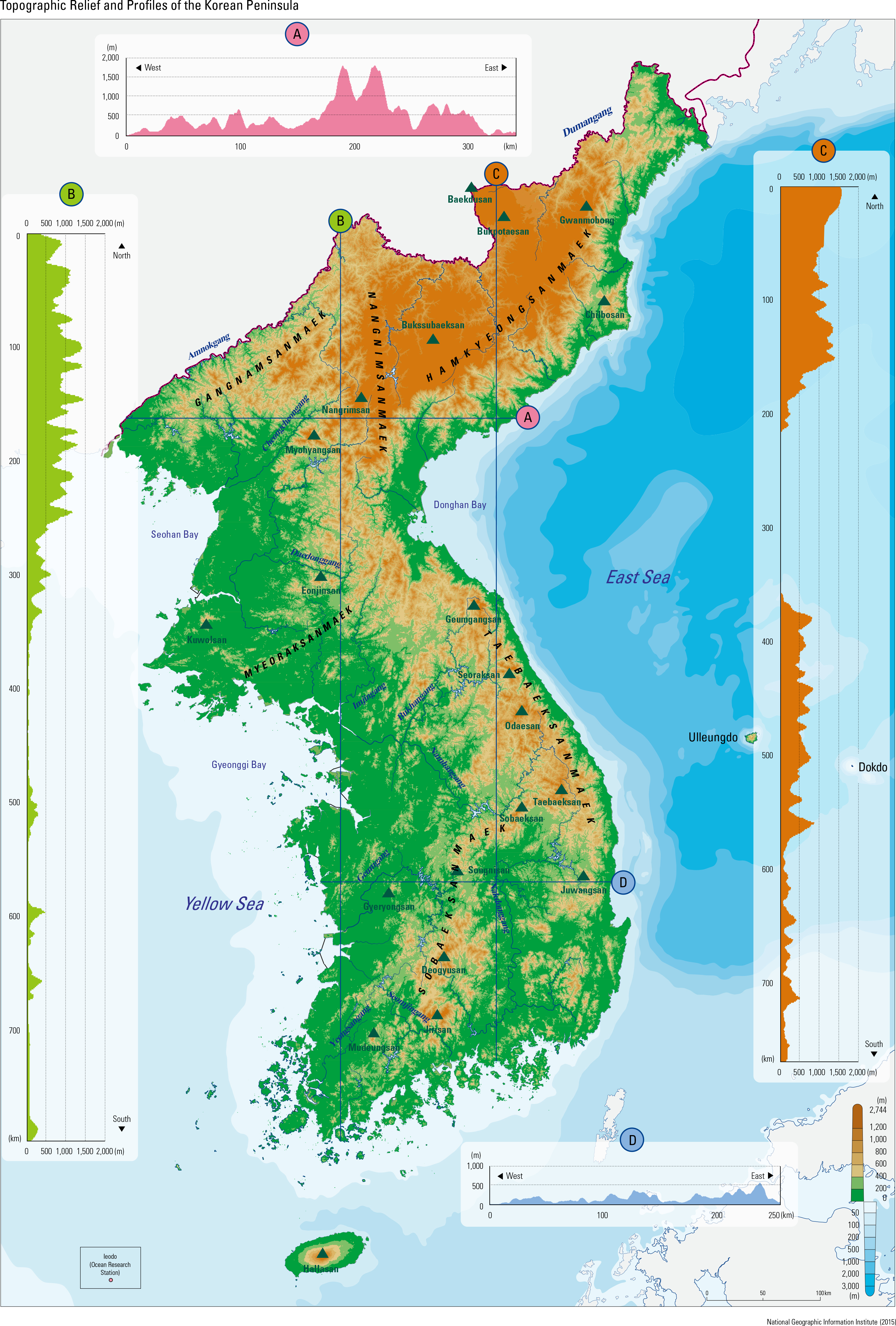 Topographic Relief and Pro les of the Korean Peninsula