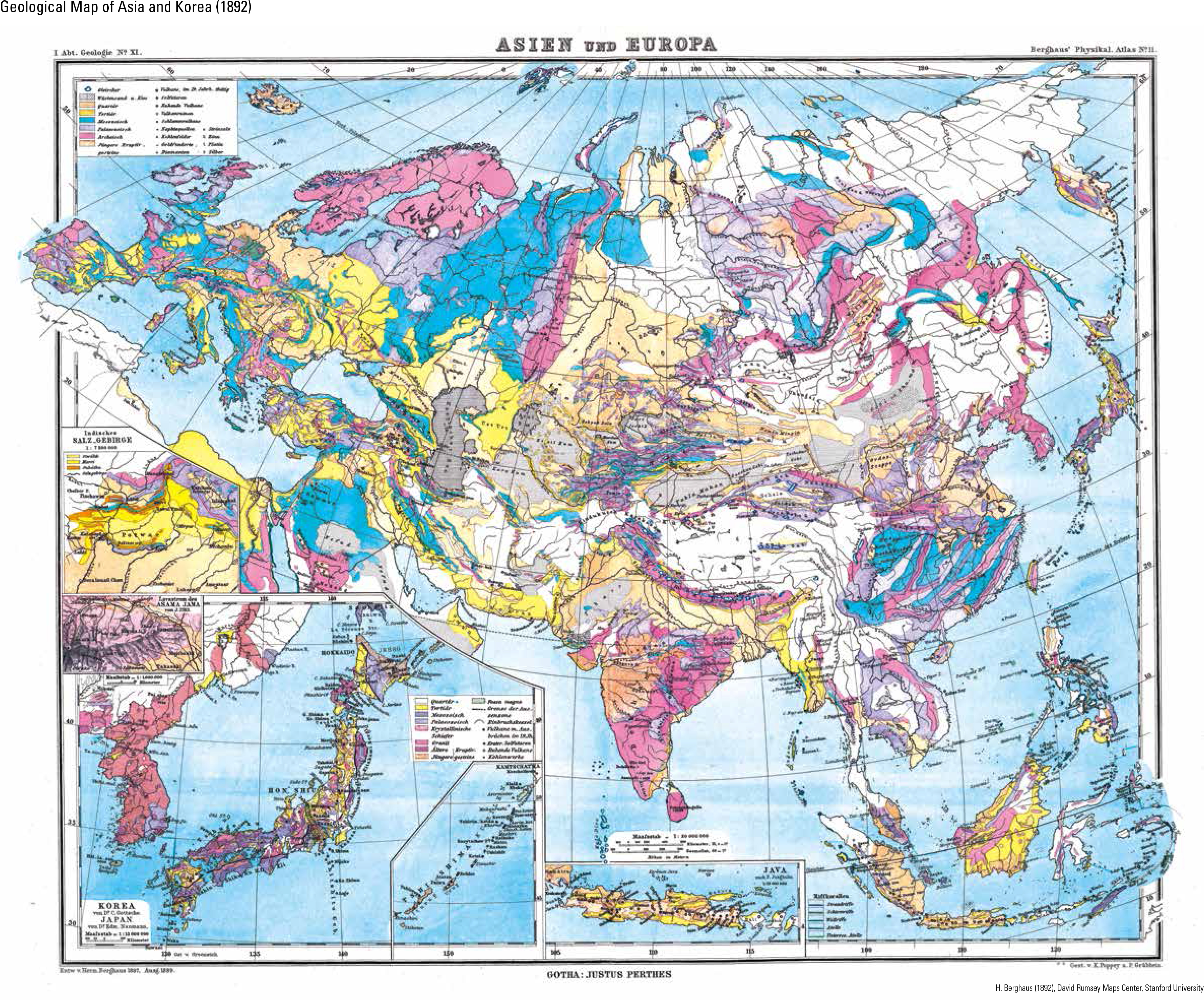  Geological Map of Asia and Korea (1892)